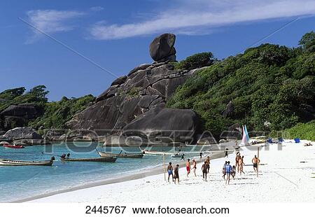 Stock Photo - Tourists on beach, Similan Islands, Phuket Province, Thailand . Fotosearch