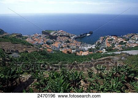 Town at coast, Camara De Lobos, Madeira, Portugal View Large Photo Image Stock Photograph - Town at coast, Camara De Lobos, Madeira, Portugal . Fotosearch
