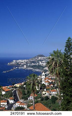 Stock Image - Town at coast, Funchal, Madeira, Portugal . Fotosearch