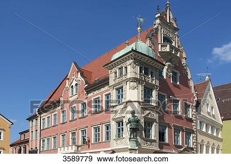 Stock Photo - Town hall, Mindelheim, Schwaben, Bavaria, Germany, Europe . Fotosearch