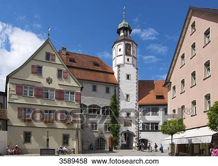Town hall tower, Wangen im Allgaeu, Baden-Wuerttemberg, Germany, Europe View Large Photo Image Stock Photo - Town hall tower, Wangen im Allgaeu, Baden-Wuerttemberg, Germany, Europe . Fotosearch