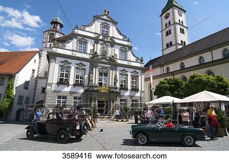 Stock Photograph - Town hall, Wangen im Allgaeu, Baden-Wuerttemberg, Germany, Europe . Fotosearch