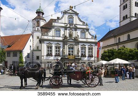 Stock Photography - Town hall, Wangen im Allgaeu, Baden-Wuerttemberg, Germany, Europe . Fotosearch