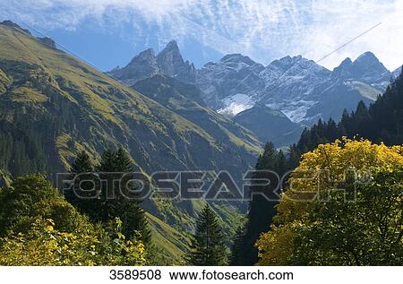 Stock Photo - Trettachspitze, Maedelegabel and Hochfrottspitze, Allgaeuer Hochalpen, Bavaria, Germany, Europe . Fotosearch