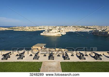 Stock Photo - View from Valletta to Vittoriosa, Malta . Fotosearch