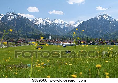 View onto Oberstdorf and Allgaeuer Hauptkamm, Bavaria, Germany, Europe View Large Photo Image Stock Photograph - View onto Oberstdorf and Allgaeuer Hauptkamm, Bavaria, Germany, Europe . Fotosearch