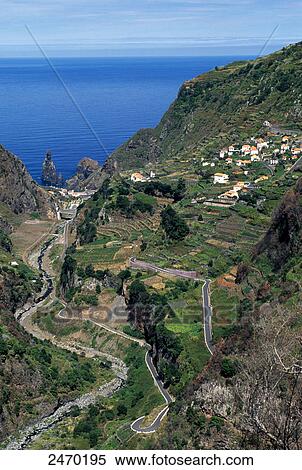 Stock Photography - Village at hillside, Ribeira Da Janela, Madeira, Portugal . Fotosearch
