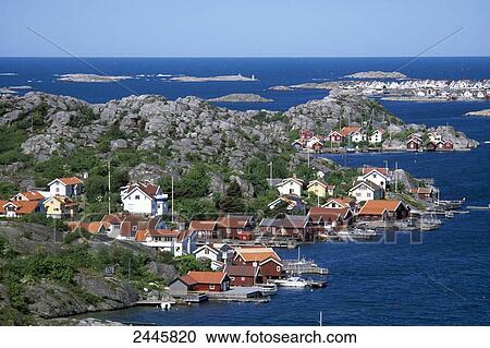 Village at waterfront, Skerry, Smogen, Sotenas Municipality, Vastra Gotaland County, Bohuslan, Sweden View Large Photo Image Stock Image - Village at waterfront, Skerry, Smogen, Sotenas Municipality, Vastra Gotaland County, Bohuslan, Sweden . Fotosearch