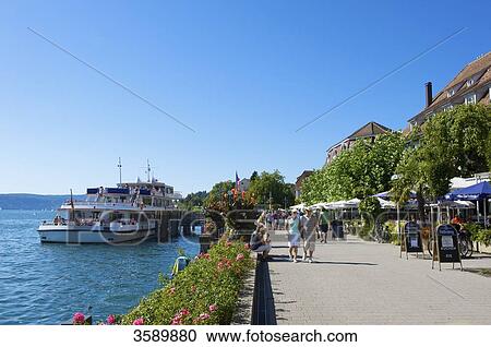 Stock Image - Water front, Ueberlingen, Baden-Wuerttemberg, Germany, Europe . Fotosearch