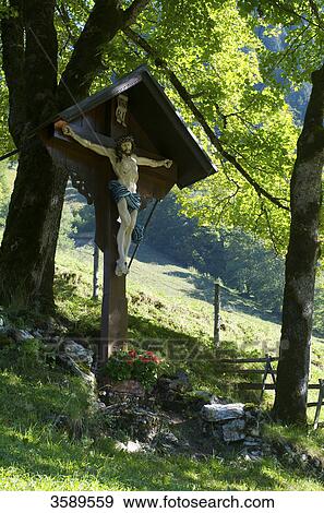 Wayside cross, Gerstruben, Allgaeu, Bavaria, Germany, Europe View Large Photo Image Stock Photo - Wayside cross, Gerstruben, Allgaeu, Bavaria, Germany, Europe . Fotosearch