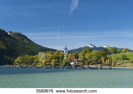 Stock Photograph - Weißensee am Weißensee, Bavaria, Germany, Europe . Fotosearch