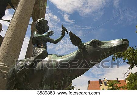 Stock Image - Well, St. -Mang-Platz, Kempten, Allgaeu, Bavaria, Germany, Europe . Fotosearch