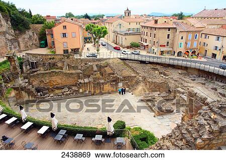 Aerial view of people at amphitheatre, Vaucluse, Provence-Alpes-Cote d'Azur, France View Large Photo Image Stock Photo - Aerial view of people at amphitheatre, Vaucluse, Provence-Alpes-Cote d'Azur, France . Fotosearch
