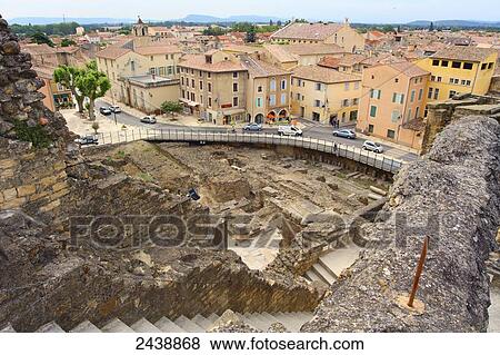 Aerial view of roman theatre ruins, France View Large Photo Image Stock Photo - Aerial view of roman theatre ruins, France . Fotosearch