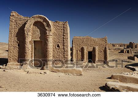 Al-Bagawat Christian cemetery at Kharga Oasis, Libyan Desert, Egypt View Large Photo Image Picture - Al-Bagawat Christian cemetery at Kharga Oasis, Libyan Desert, Egypt . Fotosearch