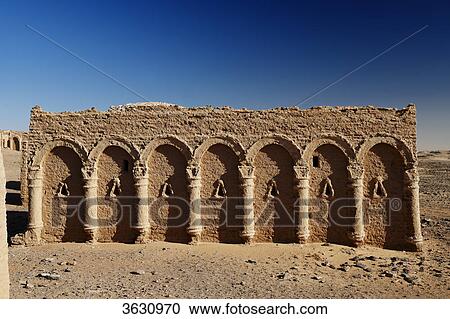 Stock Image - Al-Bagawat Christian cemetery at Kharga Oasis, Libyan Desert, Egypt . Fotosearch