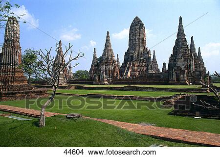 Ancient of stupas on landscape, Wat Chai Wattanaram, Ayutthaya, Thailand View Large Photo Image Picture - Ancient of stupas on landscape, Wat Chai Wattanaram, Ayutthaya, Thailand . Fotosearch