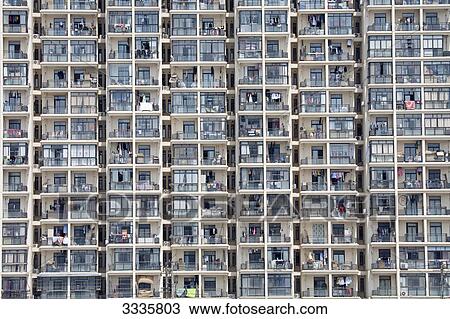 Balconies of an apartment block, Shanghai, China View Large Photo Image Stock Image - Balconies of an apartment block, Shanghai, China . Fotosearch