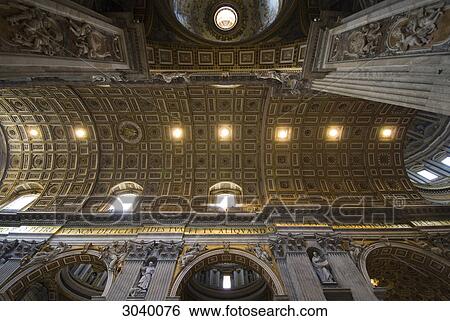 Barrel vault of Saint Peters Cathedral, Rom, Vatican City, view from below View Large Photo Image Stock Photograph - Barrel vault of Saint Peters Cathedral, Rom, Vatican City, view from below . Fotosearch