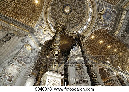 Berninis baldachin at St. Peters Basilica, Rome, Vatican City, view from below View Large Photo Image Stock Photo - Berninis baldachin at St. Peters Basilica, Rome, Vatican City, view from below . Fotosearch