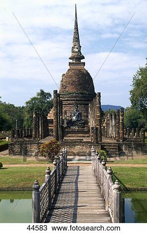 Bridge leading to a stupa, Wat Mahathat, Sukhothai, Thailand View Large Photo Image Stock Image - Bridge leading to a stupa, Wat Mahathat, Sukhothai, Thailand . Fotosearch