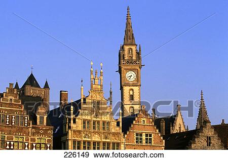Buildings in city, Ghent, Belgium View Large Photo Image Stock Photo - Buildings in city, Ghent, Belgium . Fotosearch