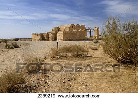 Stock Photo - Castle in desert, Jordan . Fotosearch