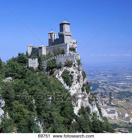 Castle on cliff, Monte Titano, San Marno, Apennines, Italy View Large Photo Image Stock Image - Castle on cliff, Monte Titano, San Marno, Apennines, Italy . Fotosearch