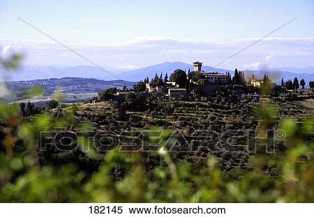 Castle on landscape, Vicchiomaggio Castle, Chianti Region, Tuscany, Italy View Large Photo Image Stock Photography - Castle on landscape, Vicchiomaggio Castle, Chianti Region, Tuscany, Italy . Fotosearch