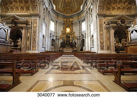 Choir with altar at Saint Peters Cathedral, Rome, Vatican City, vanishing point perspective View Large Photo Image Stock Photo - Choir with altar at Saint Peters Cathedral, Rome, Vatican City, vanishing point perspective . Fotosearch
