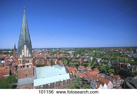 Stock Photograph - Church in city, St. Johannis Church, Luneburg, Lower Saxony, Germany . Fotosearch