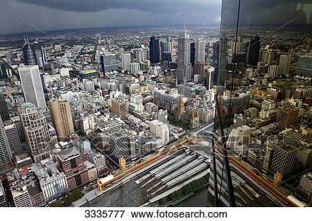 City view of Melbourne, Australia, bird's eye view View Large Photo Image Stock Photo - City view of Melbourne, Australia, bird's eye view . Fotosearch