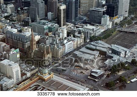 City view of Melbourne, Australia, bird's eye view View Large Photo Image Stock Photo - City view of Melbourne, Australia, bird's eye view . Fotosearch