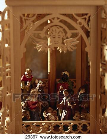 Close-up of nativity scene figurines View Large Photo Image Stock Photo - Close-up of nativity scene figurines . Fotosearch