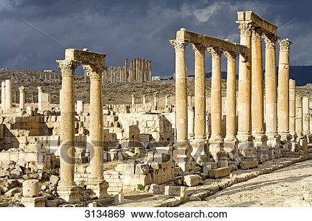 Colonnade, Gerasa, Jordan View Large Photo Image Stock Photo - Colonnade, Gerasa, Jordan . Fotosearch