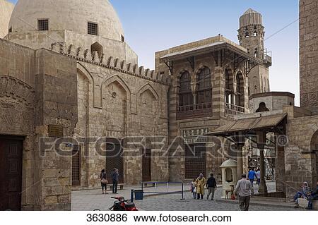 Complex Madrasah Mausoleum and Mosque, Cairo, Egypt View Large Photo Image Stock Photograph - Complex Madrasah Mausoleum and Mosque, Cairo, Egypt . Fotosearch