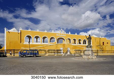 Exterior view of the Franciscan Monastery of San Antonio (Santuario de la Virgen) in Izamal, Mexico View Large Photo Image Stock Image - Exterior view of the Franciscan Monastery of San Antonio (Santuario de la Virgen) in Izamal, Mexico . Fotosearch
