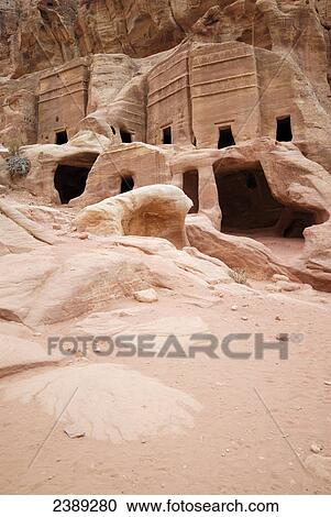 Facade of cave, Petra, Wadi Musa, Jordan View Large Photo Image Stock Image - Facade of cave, Petra, Wadi Musa, Jordan . Fotosearch