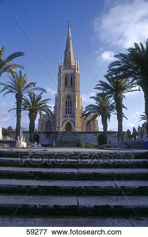 Stock Photo - Facade of church, Addolorata Cemetery, Malta . Fotosearch