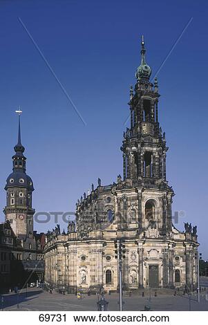 Stock Image - Facade of church, Dresden, Saxony, Germany . Fotosearch