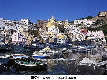 Fishing boats at port, Corricella, Procoda, Naples, Italy View Large Photo Image Stock Image - Fishing boats at port, Corricella, Procoda, Naples, Italy . Fotosearch
