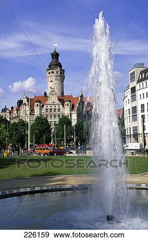 Fountain in garden, Leipzig, Saxony, Germany View Large Photo Image Stock Photo - Fountain in garden, Leipzig, Saxony, Germany . Fotosearch