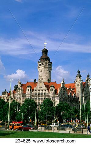 Government building in city, New city Hall, Leipzig, Saxony, Germany View Large Photo Image Stock Photography - Government building in city, New city Hall, Leipzig, Saxony, Germany . Fotosearch