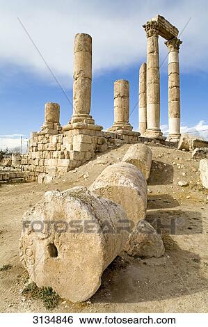 Hercules temple, Amman, Jordan View Large Photo Image Stock Photograph - Hercules temple, Amman, Jordan . Fotosearch