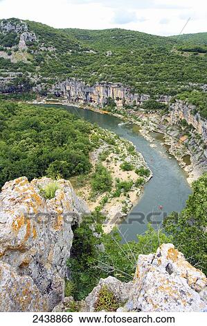 High angle view of canyon, Gorges Of Ardeche, Provence-Alpes-Cote d'Azur, France View Large Photo Image Stock Photograph - High angle view of canyon, Gorges Of Ardeche, Provence-Alpes-Cote d'Azur, France . Fotosearch