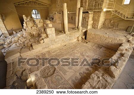 Stock Image - High angle view of fresco on floor of church, Madaba, Jordan . Fotosearch
