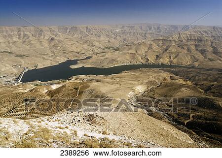 High angle view of lake, Wadi Mujib, Jordan View Large Photo Image Stock Photograph - High angle view of lake, Wadi Mujib, Jordan . Fotosearch