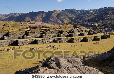 High angle view of old ruins of fortress, Sacsayhuaman, Cuzco, Cusco Region, Peru View Large Photo Image Stock Image - High angle view of old ruins of fortress, Sacsayhuaman, Cuzco, Cusco Region, Peru . Fotosearch