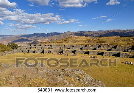 High angle view of old ruins of fortress, Sacsayhuaman, Cuzco, Cusco Region, Peru View Large Photo Image Stock Image - High angle view of old ruins of fortress, Sacsayhuaman, Cuzco, Cusco Region, Peru . Fotosearch