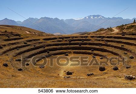 High angle view of old ruins of terraced fields, Inca Ruins, Moray, Cusco Region, Peru View Large Photo Image Stock Photograph - High angle view of old ruins of terraced fields, Inca Ruins, Moray, Cusco Region, Peru . Fotosearch